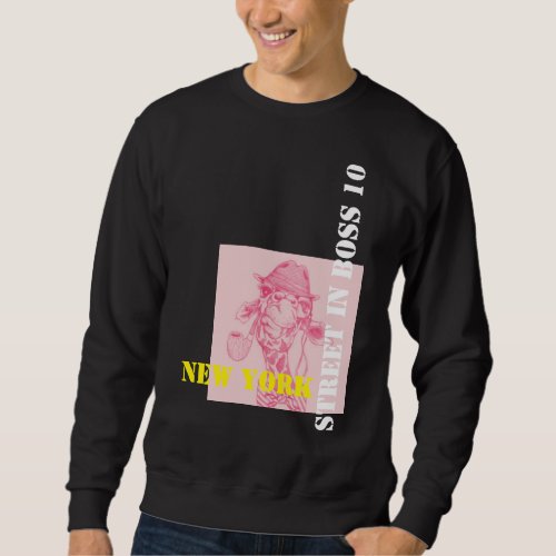 Cool Modern Black Pink Giraffe White Men Sweatshirt