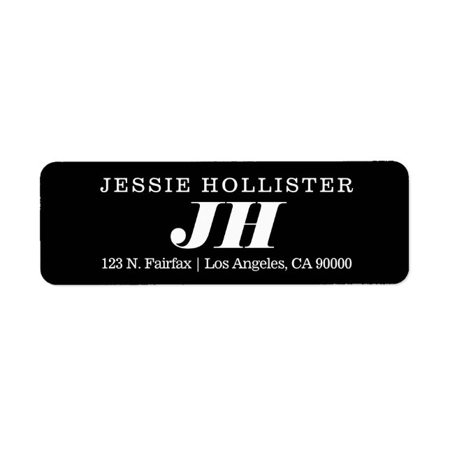 Cool Modern | Black Return Address Label (Front)