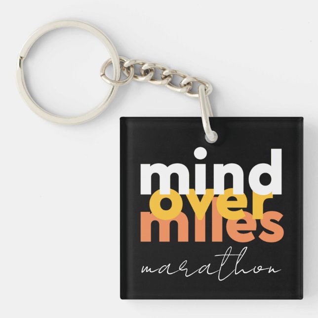 Cool Modern Black Sport Motivation Bold Typography Keychain (Front)