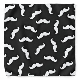 Cool Modern Black White Mustache Pattern Bandana