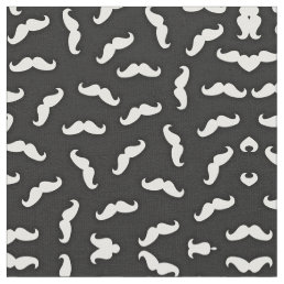 Cool Modern Black White Mustache Pattern Fabric