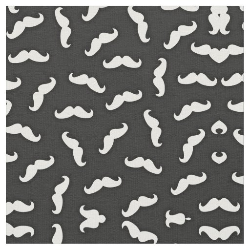 Cool Modern Black White Mustache Pattern Fabric