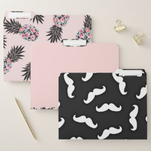 Cool Modern Black White Mustache Pattern File Folder