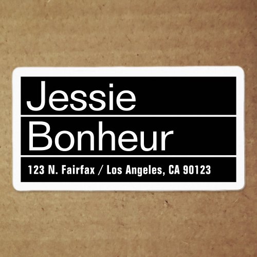 Cool Modern Black  White Return Address Label