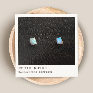 Cool Modern Black White Stud Earring Display Square Business Card