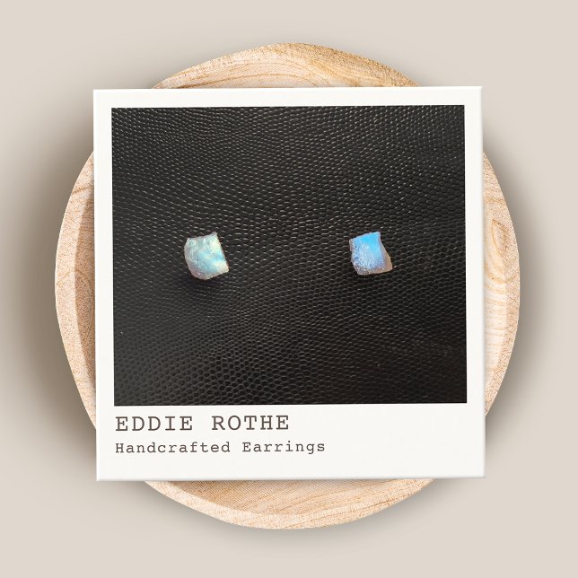 Cool Modern Black White Stud Earring Display Square Business Card (Creator Uploaded)