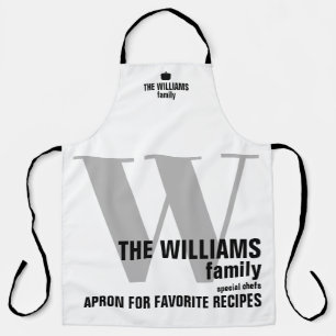 cool modern blackandwhite monogram apron