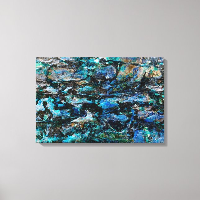 Cool, modern blue paint old wall grunge art design canvas print (Front)