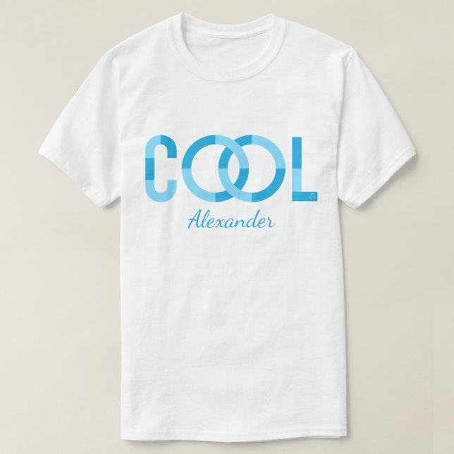 Cool | Modern Blue Typography Name Customized T-Shirt (Design Front)