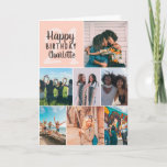 Cool modern blush photos collage grid 21 birthday card<br><div class="desc">Cool modern blush photos collage grid 21 birthday ,  add 8 of your friends favorite photo with a modern and cool elegant script font typography. Add your message inside.</div>