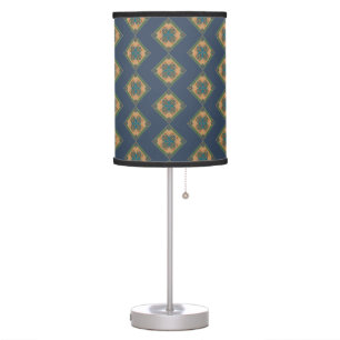 Cool Modern Boho Blue and Green Pattern Rhombus Table Lamp
