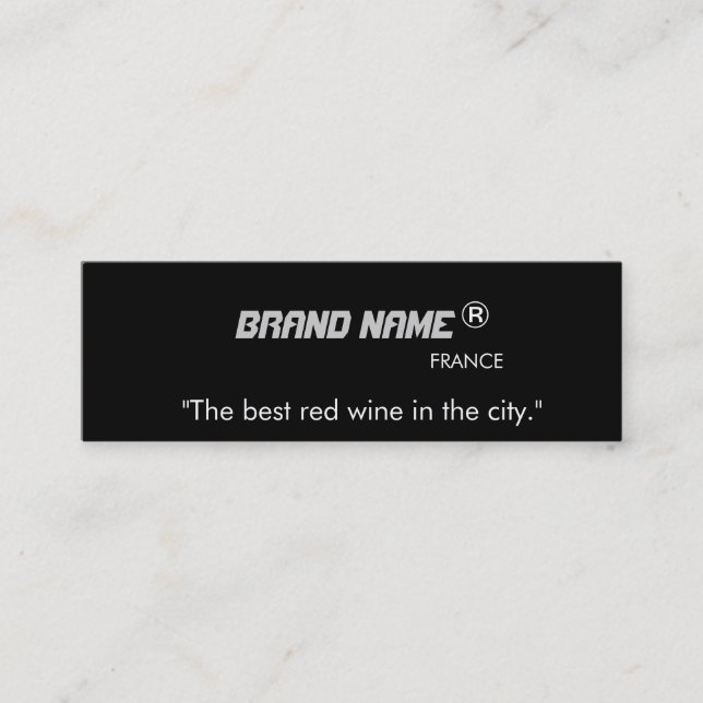 Cool, modern brand name advertisement cards. mini business card (Front)