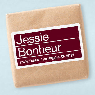 Cool Modern Burgundy & White Return Address Label