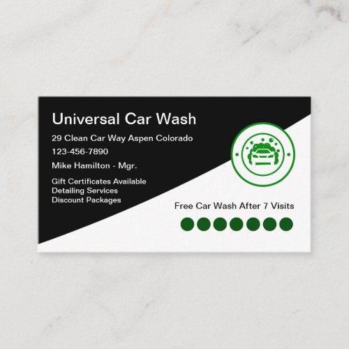 Cool Modern Car Wash Loyalty Rewards Business Card
