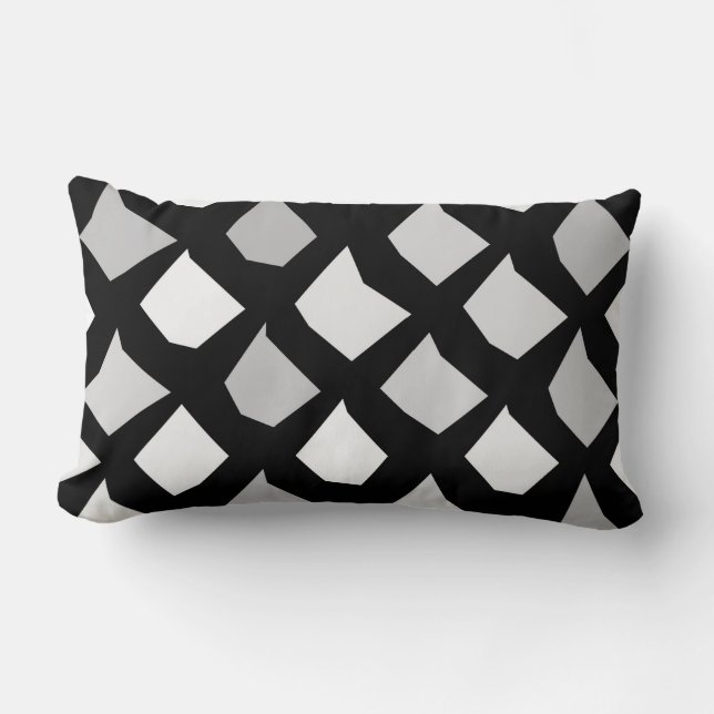 Cool Modern Chic Black White Grey Pattern  Lumbar Pillow (Front)