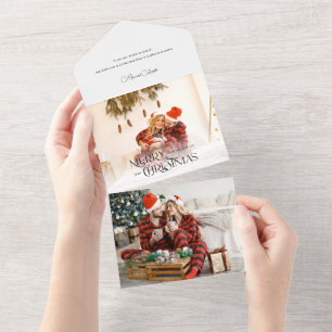 Cool Modern Christmas Typography Photo All In One Invitation