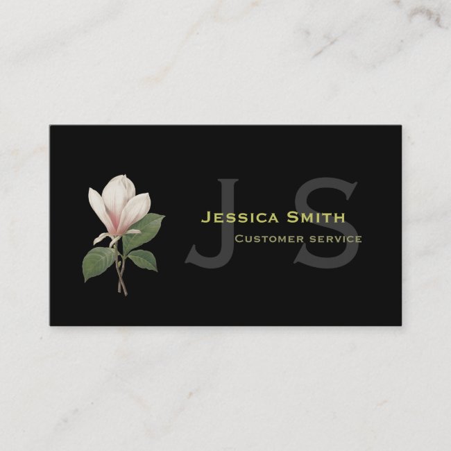Cool modern classic vintage botanical magnolia business card