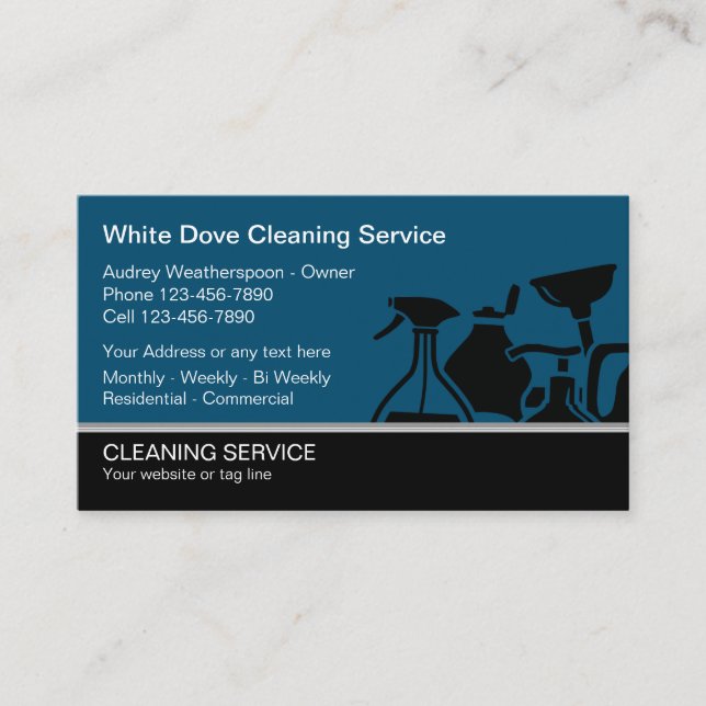 Cool Modern Cleaning Service Business Cards (Front)