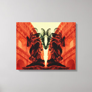 Cool modern collage of historical Rome in red Canvas Print