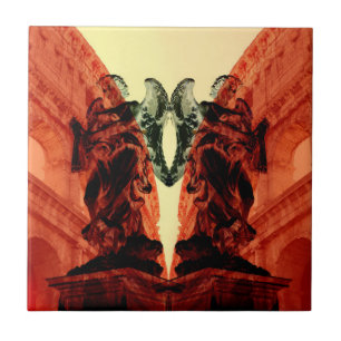 Cool modern collage of historical Rome in red Ceramic Tile