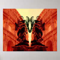 Cool modern collage of historical Rome in red