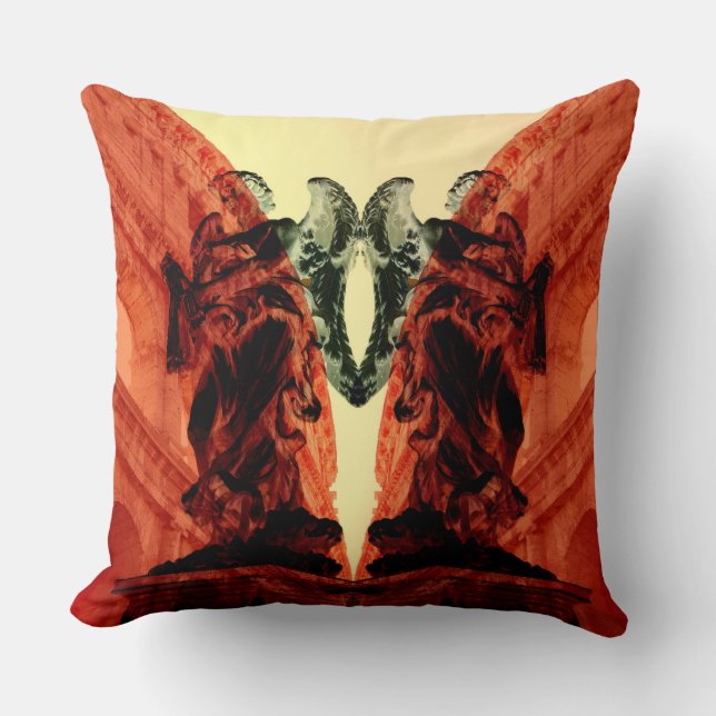 Cool modern collage of historical Rome in red Throw Pillow (Front)