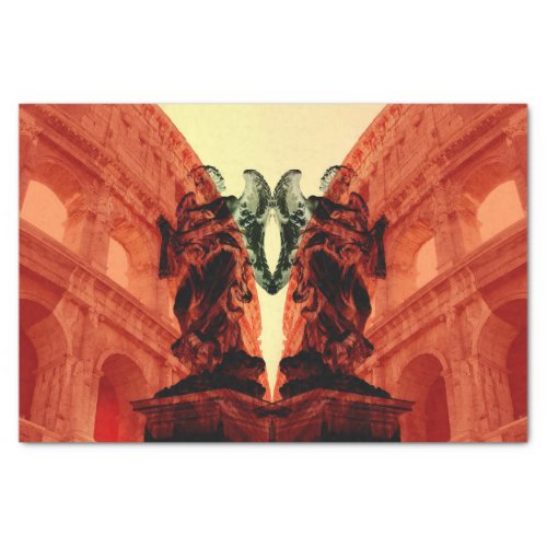 Cool modern collage of historical Rome in red Tissue Paper