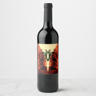 Cool modern collage of historical Rome in red Wine Label