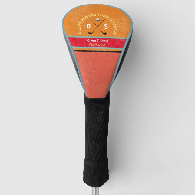 cool modern color Golf Head Cover with golfer name (Front)