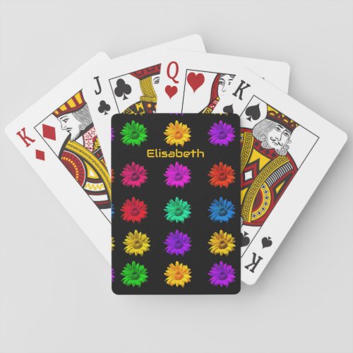 Cool Modern Colorful Pop Art Daisies Hippie Floral Poker Cards