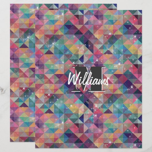 Cool modern colourful triangles geometric pattern (Front/Back)