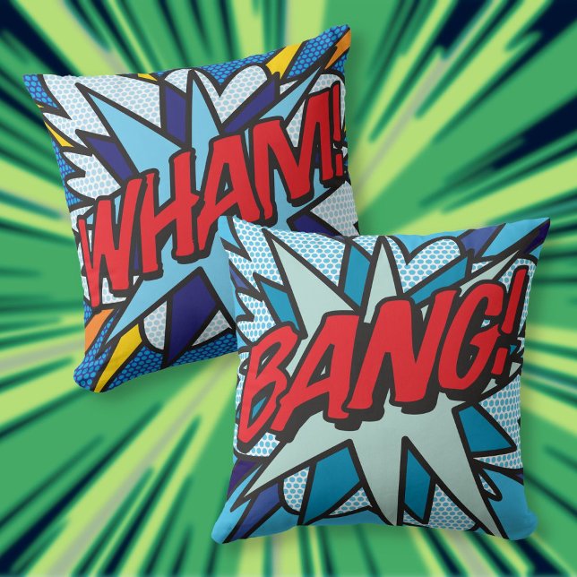 Cool Modern Comic Book WHAM BANG Throw Pillow (Cool Modern Comic Book WHAM BANG Throw Pillow)