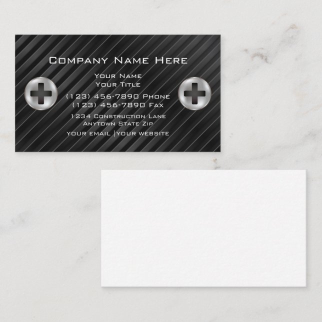 Cool Modern Construction Business Cards (Front/Back)