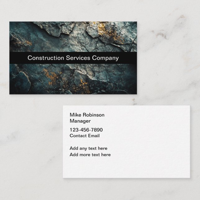 Cool Modern Construction Business Cards (Front/Back)