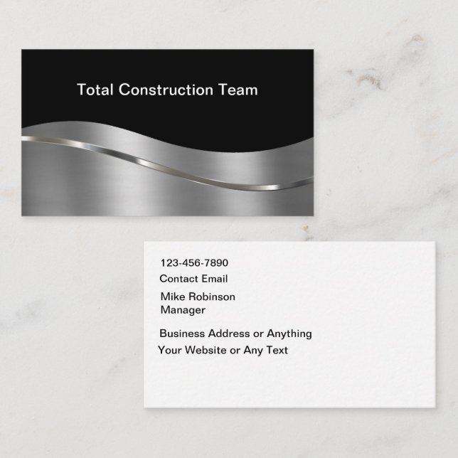 Cool Modern Construction Services  Business Card (Front/Back)