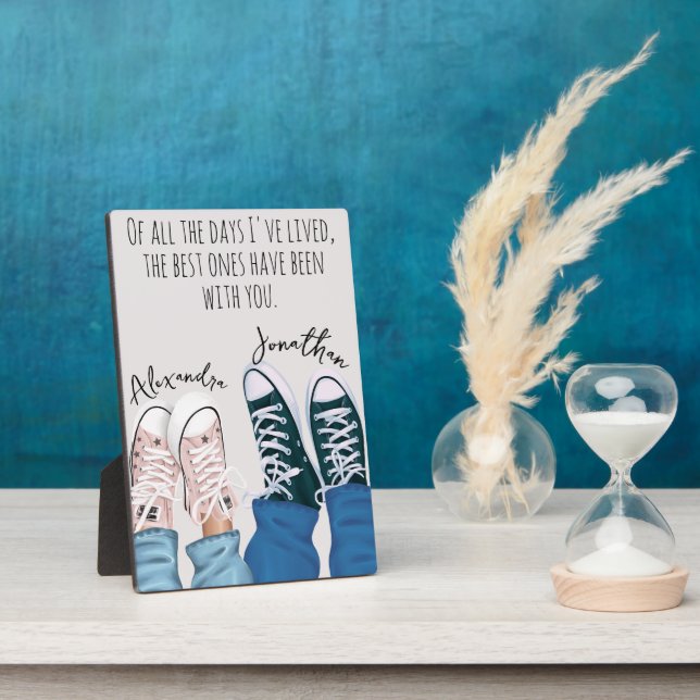Cool Modern Couple Him & Her Legs in Sneakers Plaque (Side)