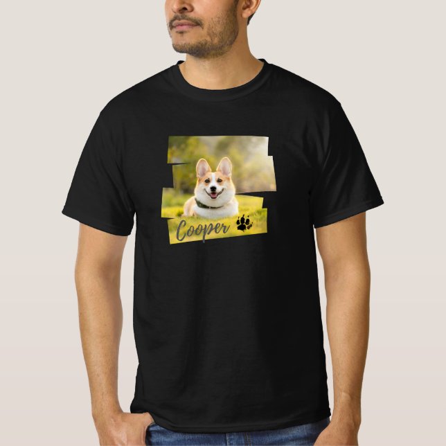 Cool Modern Custom Pet's Typography Name and Photo T-Shirt (Front)