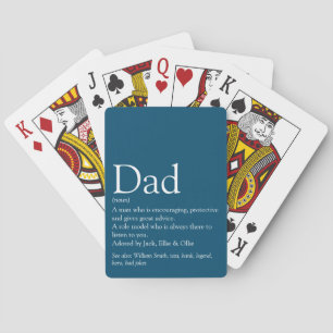 Cool Modern Dad Definition Fathers Day Blue Poker Cards