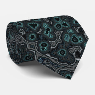 Cool Modern Dark Teal Gray Marble Granite Pattern Neck Tie