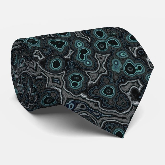 Cool Modern Dark Teal Gray Marble Granite Pattern Neck Tie (Rolled)