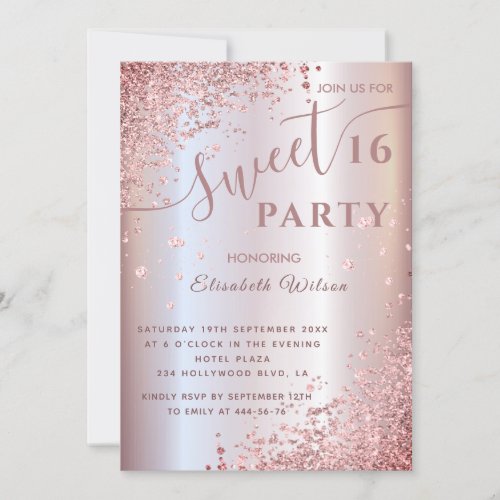 Cool modern diamond luxury rose gold sweet 16 invi invitation