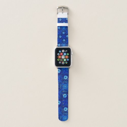 Cool modern digital art of blue evil eye pattern apple watch band