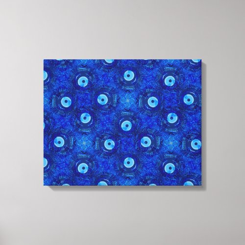 Cool modern digital art of blue evil eye pattern canvas print