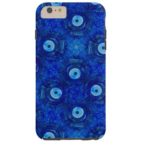 Cool modern digital art of blue evil eye pattern tough iPhone 6 plus case
