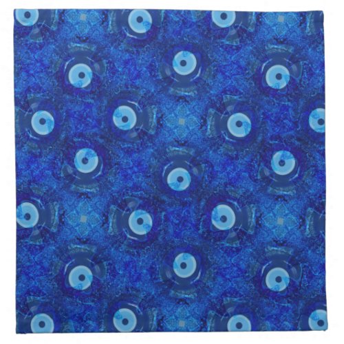 Cool modern digital art of blue evil eye pattern cloth napkin