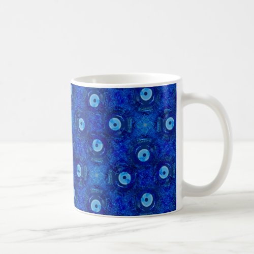 Cool modern digital art of blue evil eye pattern coffee mug