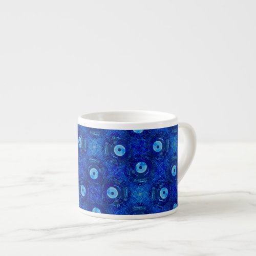 Cool modern digital art of blue evil eye pattern espresso cup