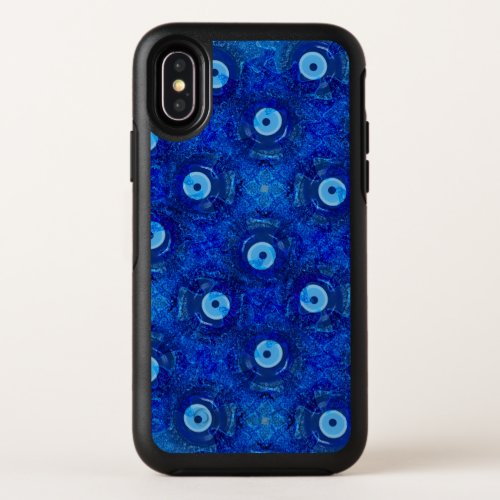 Cool modern digital art of blue evil eye pattern OtterBox symmetry iPhone x case
