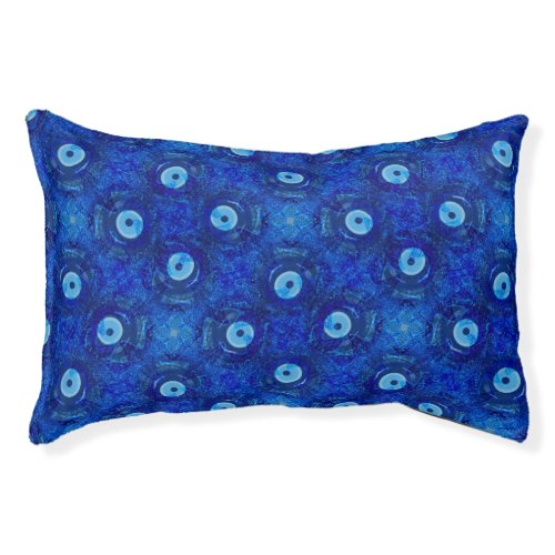 Cool modern digital art of blue evil eye pattern pet bed