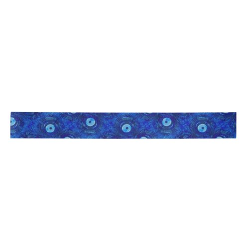 Cool modern digital art of blue evil eye pattern satin ribbon